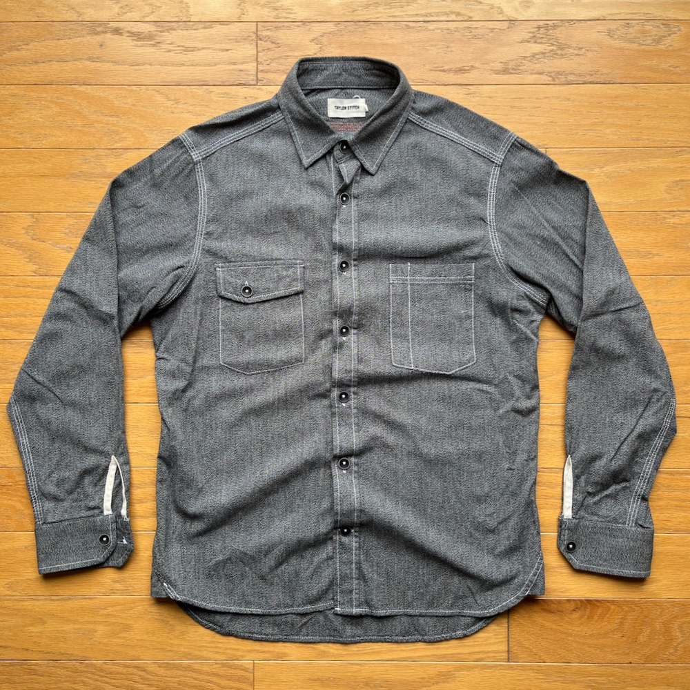Taylor Stitch Utility Shirt in Salt & Pepper Chambray Size 40